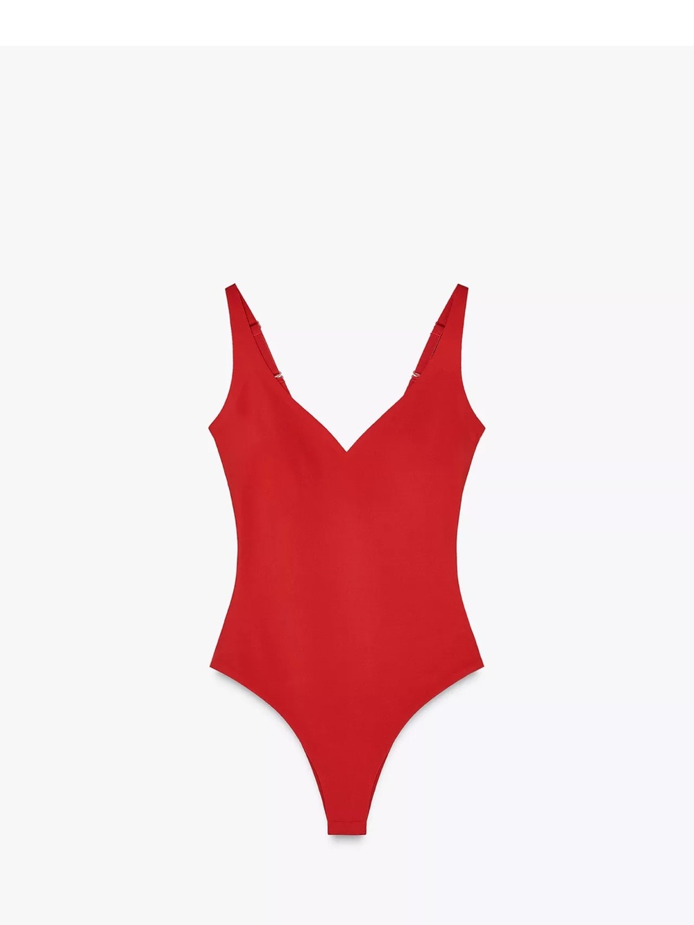 Zara Red V-Neck One-Piece Bodysuit